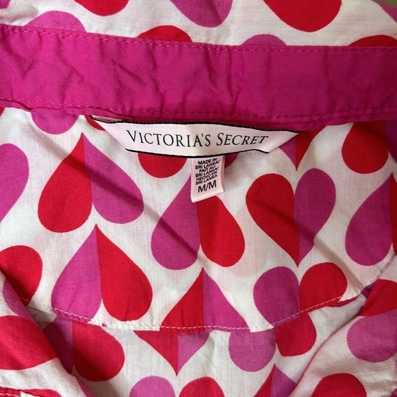 VICTORIA’S SECRET Heart Print Long Sleeve Button Up Shirt Size Medium - Picture 3 of 4